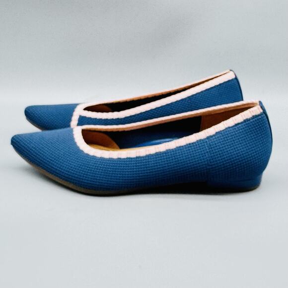 Vionic Shoes Womens 7 Blue Knit Dahlia Ballet Flats Pointed Toe Slip On Comfort - Picture 4 of 12